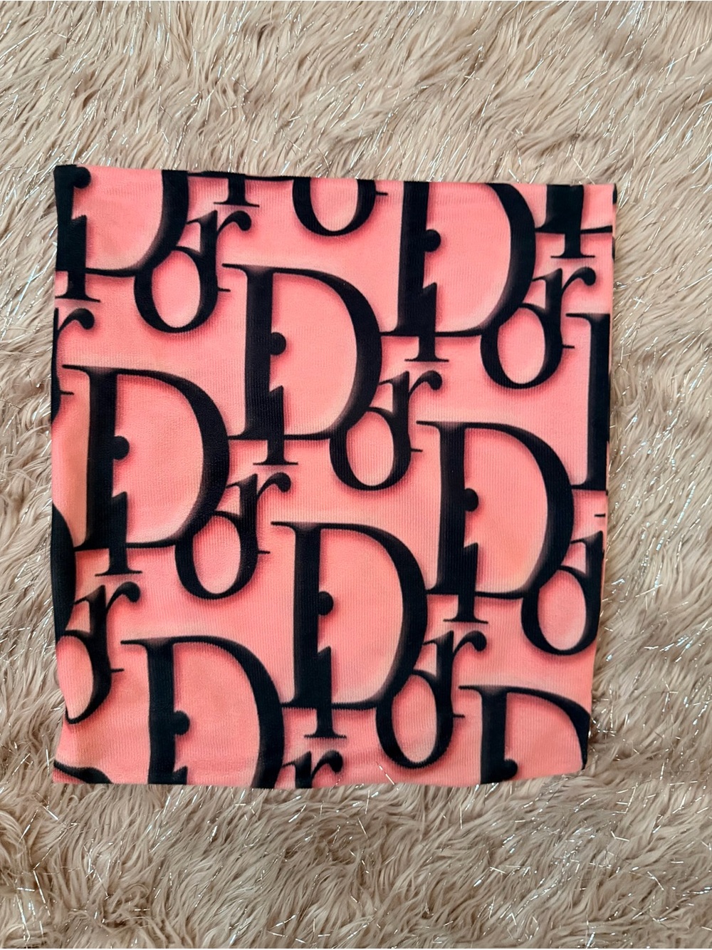 Dior Signature Logo Square pillow case in Coral and Black